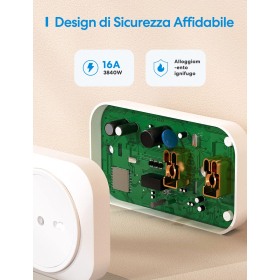 Meross Italian Smart Socket, Energy Monitoring, WiFi Socket (Type L) 16A 3840W, Remote Control, Overload Protection, Timer Function