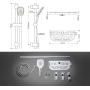 Görbach Душевой набор Душевой набор Ручной душ Душевая штанга с держателем душевой лейки Душевой поддон/мыльница Шланг для ручного душа (1210, хром)