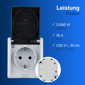 REV AquaForm, socket-wet room socket, IP44, two-pole, surface-mounted, grey