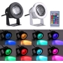 Qiilu 10W 12V RGB LED Unterwasserlicht Teich Aquarium Lampe IP68 Wasserdicht für Yacht Marine Boot (Schwarz)