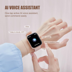 Reloj inteligente con pantalla táctil a color de 1,8 pulgadas para teléfonos Android e iOS, monitor de frecuencia cardíaca impermeable IP68, monitor de sueño, podómetro, mujeres y hombres, con llamada/texto/música (rosa)