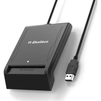 Elexlinco Contact Smart Card ID Reader, with 2FT Data Cable for Personal Identification on Websites and Public Administrations, Including FIPS 201/TAA and ISO 7816 Class A, B and C