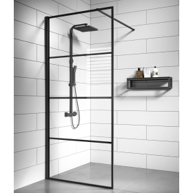 Shower screen Badplaats BV Essos 90x200 cm, black, 8 mm