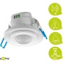 Goobay 71362 Infrarot Bewegungsmelder mit Dämmerungssensor Innen 360° PIR Sensor LED Leuchte Unterputz Deckenmontage Einbaubewegungsmelder 8 m Weiß