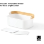 Umbra Bellwood Stackable storage box with removable dividers, White/natural Size M 28 x 17 cm