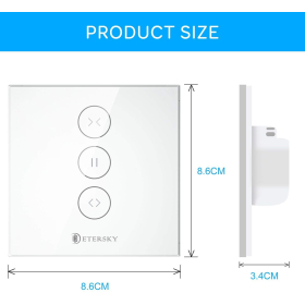 Etersky Smart WiFi roller shutter switch. Touchpad, remote control and timer via the SmartLife application