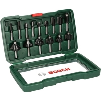 Bosch 15tlg. Hartmetall Fräser Set (für Holz, Ø-Schaft 8 mm