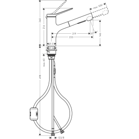 hansgrohe Zesis M33 - grifo de cocina con ducha extensible de metal, 2 tipos de chorro, grifo de cocina con altura de caño 150 mm, grifo de cocina monomando giratorio, acabado en acero inoxidable
