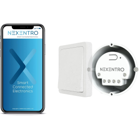 NEXENTRO 57004000 Інтерфейс ZigBee з двома кнопками для модернізації існуючих вимикачів розумного дому, підходить для стандартних розеток прихованого монтажу, 230 В, білий