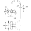 GROHE Concetto - mezclador monomando de fregadero (montaje en pared, rango de giro de 360°, superficie duradera)