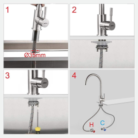 Grifo de cocina GRIFEMA – giratorio 360°, acero inoxidable de alta calidad con caño alto (271 mm)