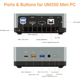 MINIS FORUM UM350 Mini PC AMD Ryzen 5 3550H with DDR4 16GB RAM 256GB PCle SSD 