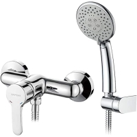 GRIFEMA PORTO-G12003 | Grifería de ducha: mezclador de ducha con flexo, teleducha con 5 funciones y soporte de ducha | Mezclador monomando de ducha, cromado