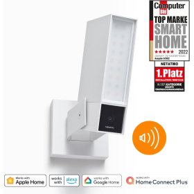 Netatmo NOC-SW-DE smart outdoor surveillance camera with 105 dB siren, Wi-Fi, and integrated lighting