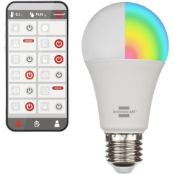 Brennenstuhl Connect WLAN LED light bulb SB 800 E27 (compatible with Alexa and Google Assistant, no hub required, smart light bulb 2.4 GHz with free app, 810lm, 9W) [energy class F]