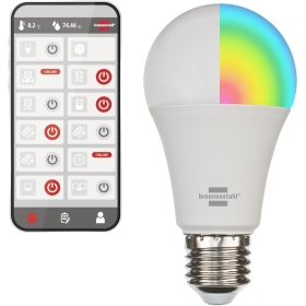 Brennenstuhl Connect WLAN LED Glühbirne SB 800 E27 (Kompatibel mit Alexa und Google Assistant, kein Hub notwendig, smarte Glühbirne 2.4 GHz mit kostenfreier App, 810lm, 9W) [Energieklasse F]