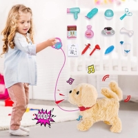 Interactive baby plush toy with walking, barking, tail wagging, singing and repeating functions