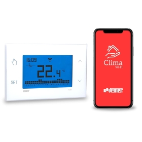 VEMER VE785700 TUO WIFI LITE - Cronotermostato Wi-Fi de pared, programación semanal, control mediante smartphone, compatible con Google Home y Amazon Alexa