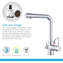 GRIFEMA kitchen tap 3-way tap with filter mixer tap kitchen 360° rotatable, with 3 hoses (50cm) and double lever, tap for hot/cold/purified water, brass [energy class A++]