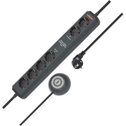 Brennenstuhl Eco-Line Comfort Switch Plus 6-way power strip (multiple socket with 2 permanent and 4 switchable sockets, illuminated foot switch) anthracite