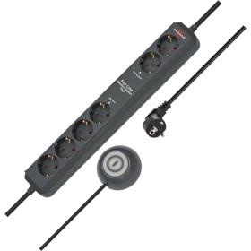 Brennenstuhl Eco-Line Comfort Switch Plus Steckdosenleiste 6-Fach (Mehrfachsteckdose mit 2 permanenten und 4 schaltbaren Steckdosen, beleuchteter Fußschalter) anthrazit