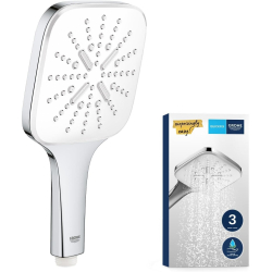 GROHE Vitalio SmartActive 130 Cube – водосберегающий ручной душ с 3 типами струи (хром, 26595000)
