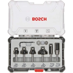 Ein Satz Profi-Fräser von Bosch Professional mit 6 Teilen (für Holz, Schaft-Ø 6 mm, Zubehör zum Fräsen)