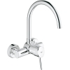 GROHE Concetto - mezclador monomando de fregadero (montaje en pared, rango de giro de 360°, superficie duradera)