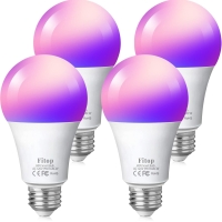 Fitop Smart Light Bulbs,Dimmable RGB Bulb,9W E26 Light Bulbs,Compatible with Alexa/Google Assistant (4 Pack)