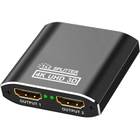 1 auf 2 HDMI-Splitter, Aluminiumgehäuse, 4K UHD 60 Hz, HDCP und 3D-Unterstützung – für Xbox, PS4, Roku, Blu-Ray und Apple TV