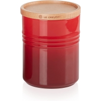 Le Creuset mittelgroße Keramik-Vorratsdose für Lebensmittel mit Holzdeckel