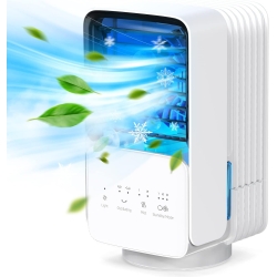 OMISOON 4-in-1 Mobile Air Conditioner, 60°/120° Oscillation, 700ml Mini Air Conditioner, 3 Wind Speeds, 2 Mist Modes, 7 Light Colors
