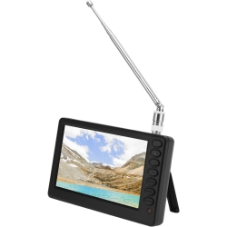Taschen-Digitalfernseher: Tragbarer 5-Zoll-Bildschirm, wiederaufladbar, mit EU-Stecker für den Betrieb mit 110 bis 220 V