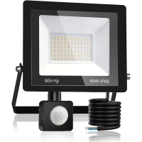 Blivrig Foco Proyector LED con Sensor de Movimiento Exterior 50W IP66 Reflector Impermeable para Jardín Garaje (Blanco Frío 50W)