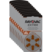 Батарейки Rayovac Extra 312 для слуховых аппаратов PR41, 312AE, A312, DA312, P312 и PR312H, 60 шт.