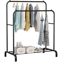Donkey double clothes rack, 110x150x54 cm, black, with shoe shelf