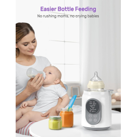 Nuliie Baby Bottle Warmer 6-in-1 with Digital LCD, Timer, Smart Temperature Control and Automatic Shut-Off, Food Warmer&Defrost BPA-Free Warmer for Breastmilk or Formula