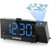 LIORQUE Deckenprojektor-Wecker, Radiowecker mit großem Bildschirm, digitaler Wecker mit Doppelalarm, Schlummerfunktion, stufenlose Helligkeitseinstellung, 2 USB-Ladeanschlüsse