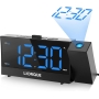 LIORQUE Ceiling Projector Alarm Clock, Large Screen Clock Radio, Digital Alarm Clock with Dual Alarm, Snooze Function, Stepless Brightness Adjustment, 2 USB Charging Ports