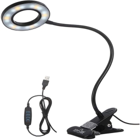 HDJA LED-Leseleuchte, USB-Schreibtischlampe, 3 Lichtmodi und 10 einstellbare Helligkeit, 360° flexible USB-dimmbare Lampe für Buch, Tablet, Camping (schwarz)