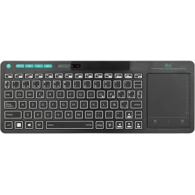 Rii RT518S Kabellose und Bluetooth-Multimedia-Tastatur mit 2 LED-Hintergrundbeleuchtung und großer wiederaufladbarer Multi-Touch-Tastatur für PC, Laptop, Tablets, Smart TV, Windows, MacOS, Linux