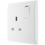 BG Electrical 821-01 Single Pole Single Switch Power Socket, White Molded, 13 Amp