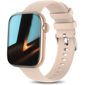 1,8-Zoll-Farb-Touchscreen-Smartwatch für Android- und iOS-Telefone, IP68 wasserdichter Herzfrequenzmesser, Schlafüberwachung, Schrittzähler, Damen und Herren, mit Anruf/Text/Musik (Rosa)