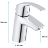 GROHE Eurosmart | Змішувач для ванної - змішувач для умивальника | з тягою, розмір S | 32926002, срібло, хром