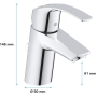 GROHE Eurosmart | Badarmatur - Waschtischarmatur | mit Zugstange, S-Size | 32926002, Silber, Chrom