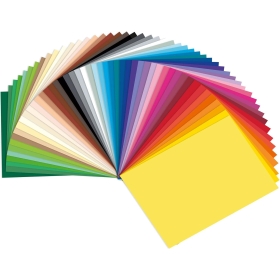 folia 67/50 99 - Tonpapier Mix, ca. 50 x 70 cm, 130 g/m², 50 Blatt sortiert in 50 Farben, zum Basteln und kreativen Gestalten von Karten, Fensterbildern und für Scrapbooking