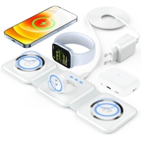 Зарядное устройство 3-в-1 Mag-Safe для Apple Watch и iPhone 14, 13, 12, 11 Pro Max Plus, 18 Вт для iPhone iWatch и AirPods Pro/2/3 с адаптером