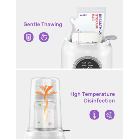 Nuliie Baby Bottle Warmer 6-in-1 with Digital LCD, Timer, Smart Temperature Control and Automatic Shut-Off, Food Warmer&Defrost BPA-Free Warmer for Breastmilk or Formula