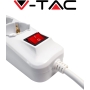 V-TAC power strip with switch and 1.5 m cable - 5 10/16 A bipass sockets + Schuko + 2 USB sockets - with 16 A plug - socket for home, office, shop - color white