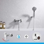 GRIFEMA PORTO-G12003 | Duscharmatur - Brausebatterie mit Brauseschlauch, Handbrause mit 5 Funktionen, und Brausehalter | Einhebel-Brausemischer-Dusche set, Chrom